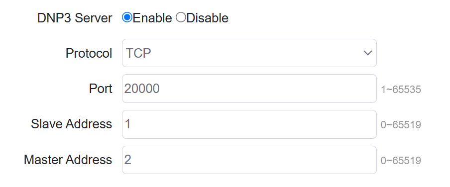 dnp3 server by tcp