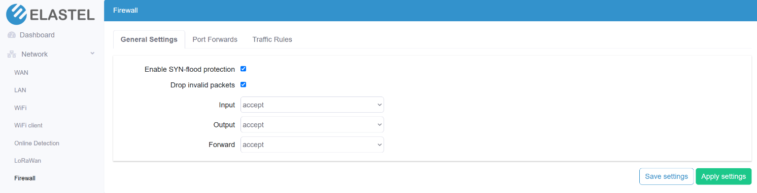 firewall general settings