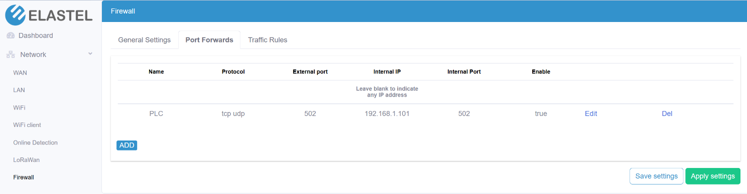 firewall port forwards