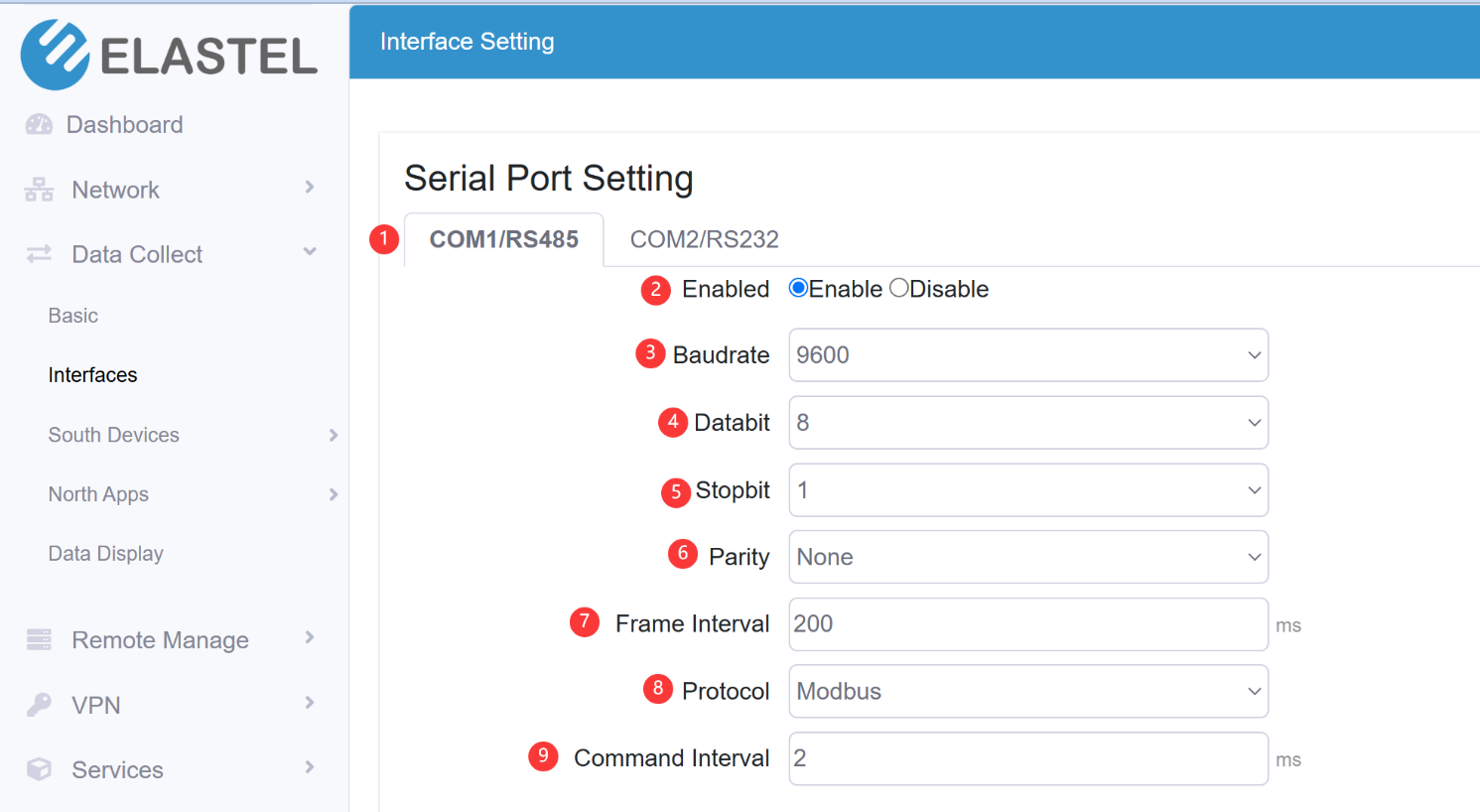 serial port setting