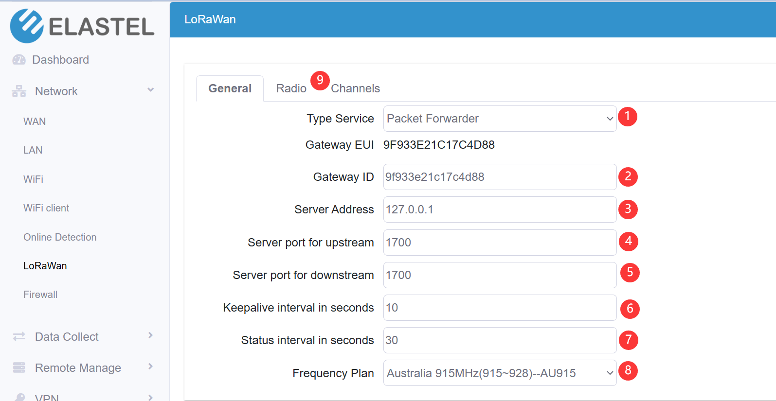 Lorawan packet forwarder mode