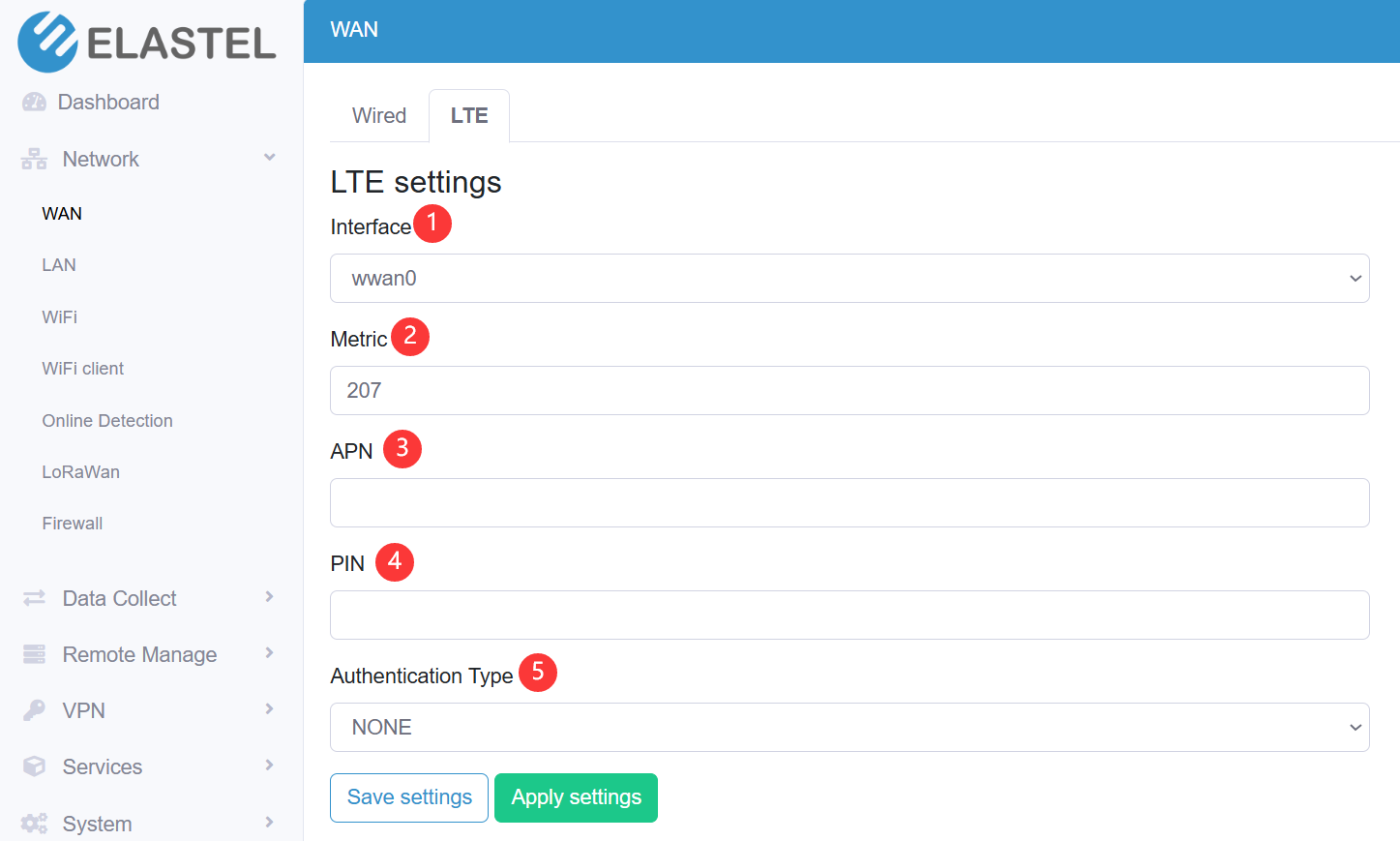 LTE setting